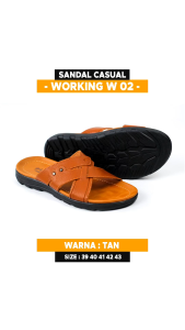 Sandal Slide Pria Bahan Kulit Working W-02 Sandal kasual pria dewasa Sandal Selop