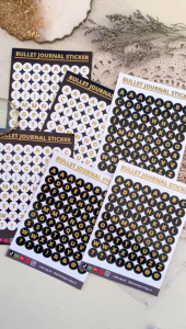 Bloomingyourdays Alphabet Sticker Gold stiker hitam putih emas huruf rounded label sticker aesthetic deco