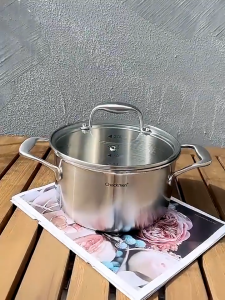 Nồi inox thành cao CHOCKMEN 16cm và 18cm bếp từ nấu canh luộc nấu soup đa năng nồi inox 3 lớp kèm vung