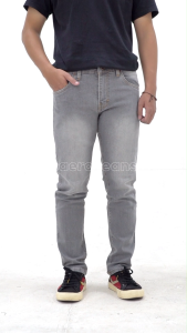 ZADEEFA CAERO Celana Slim Fit Abu Muda Spray Celana Panjang Pria Jeans Melar Jeans stretch