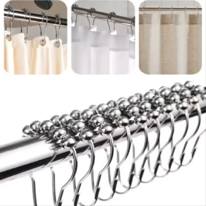 [HCM] Combo 12 móc treo rèm bi trượt bằng thép không gỉ - Kẹp treo rèm kim loại (kích thước 7x4cm)