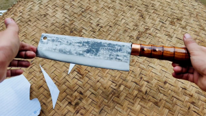 Dao thái bản to Phúc Sen chất liệu lưỡi dao bằng thép nhíp xe dài 20cm cán gỗ cẩm