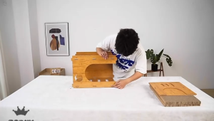 Cat Scratcher TV Radio Box Design Kucing Scratching House /Cat scratch board cat nest wooden integrated double-layer cat villa /电视箱/收音机箱式猫抓板房子