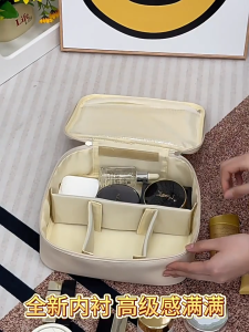 Cutiehaus Portable Cosmetic Bag For Women Partition Large Capacity Waterproof Makeup Brush Storage Bag Travel Toiletry Bag Beg Kosmetik Mudah Alih