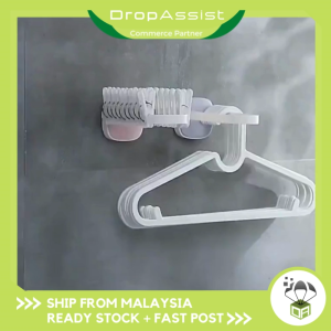 DROPASSIST 1657 Self Adhesive Hangar Storage Foldable Clothes Hanger Hook Wall Mount  Rack Penyimpanan Penyangkut Baju