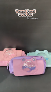 OMYGOOSE POUCH PENYIMPANAN ALAT TULIS / TEMPAT PENSIL GLITTER LOVELY CAT / DCW 079