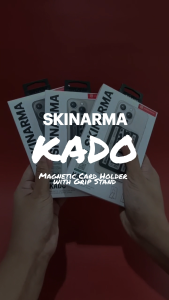 SKINARMA Kado Kira Kobai Magnetic Card Holder with Grip Stand - Gunmetal/ Hologram/ Chrome