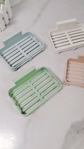 3Pcs Wall Mounted Soap Drain Box - Self Adhesive Soap Storage Rack - Bathroom Kitchen Sponge Holder - No Drilling Soap Storage Box