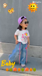 [LABUBU] SET ÁO THUN COTTON  QUẦN JEAN ỐNG SUÔNG HOẠ TIẾT LABUBU SIÊU HOT ( 10-30kg) - TIỆM NHÀ SU