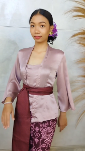 Setelan Kebaya Metalic Silk Lady dan Rok Kamen Songket Batik Stretch Free Selendang Kebaya Modern
