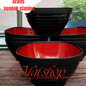 6Pcs Gratis sndok Mangkuk ramen  besar model kotak ulir tebal bebas BPA