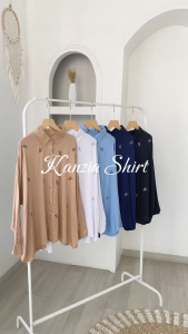 Kanzia Shirt | Kemeja Wanita Lengan Panjang | Kemeja Bordir Wanita | Atasan Kemeja Wanita Kekinian | Atasan Wanita Remaja OOTD Hijab