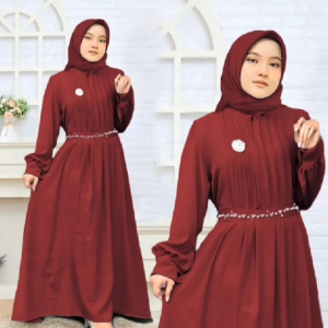 Gamis Crinkle Wanita Polos Payet & Gaun Wanita Elegant Terbaru