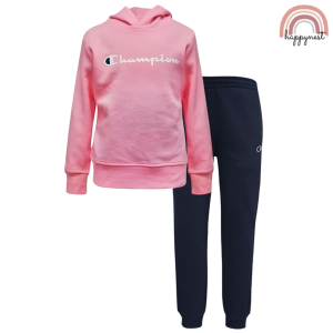 Happynest Champ Kids Sports Girls Pink Fleece Hoodie and Jogger Sweatpant 2-Piece SS21 5-7 Year Old