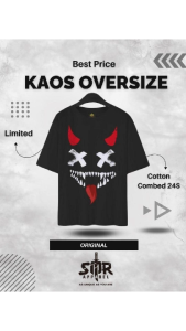 SMR APPAREL Baju kaos oversize Tshirt Oversize cotton combed 24s Pria & Wanita - Scary