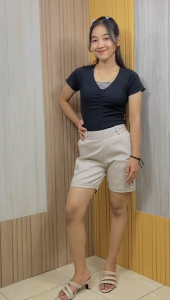 Putri Nasya - Celana Big Size Pendek 1/4 KSTRLT Ukuran 8L6L5L4L2LXLS fit to L Warna Moca Cream Capucino Abu Hitam Navy