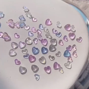 Dekorasi Hiasan Kuku Bentuk Hati Berlian Dengan Kilau Mutiara Fantasi Jepang Nail Art DIY