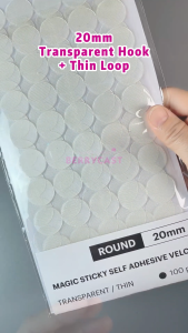 20mm Magic Sticky Self Adhesive Round Velcro Dot (100 pairs) - Transparent - Busy Book