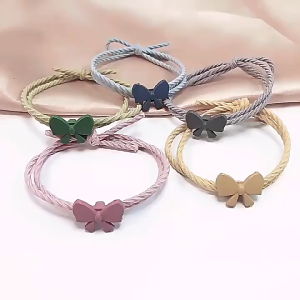 Ikat Rambut Elastis Kunciran Karet Model Dasi Kupu-kupu Mix Warna Isi 5pc