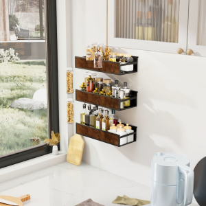 6-Layer Wall Suspension Storage Rack Door Behind the Storage Rack Kitchen Hanging Stand with White/Black