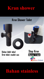 Stop Kran Shower Hitam Single Stainless Steel Black Mate Keran Wastafel Closet Kloset