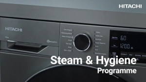HITACHI เครื่องซักผ้าฝาหน้า รุ่น BD-100YFVEM ซัก 10กก. 1400 RPM  ระบบ Inverter  Steam & Hygiene BD100YFVEM