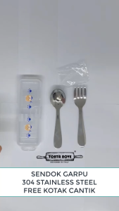 Sendok Garpu Set Stainless Tebal 304 Korea Premium Kotak Anak TK SD Mini Travel Size Lucu Karakter
