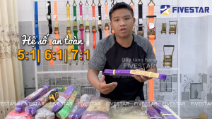 Dây cáp vải cẩu hàng loại 1 tấn hệ số 5:1 - Chất liệu 100% chất liệu Ployester