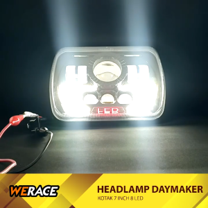 WERACE Headlamp Kotak 7 Inch 8 LED 5X7 Inch Lampu Depan Jeep Katana Taft Feroza L300 Kijang