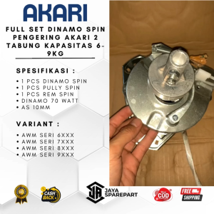 Full Set Dinamo Spin Pengering AKARI 2 tabung kapasitas 6-9kg