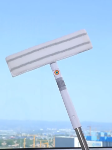 ODOROKU Rotatable 2-in-1 Window Glass Cleaner Wiper With Soft Silicone Squeegee Wipe & Scrape Flexible Window Wiper Scraper Detachable Extension Pole Wipe Cleaning Car Windshield Mirrors Bathroom Wall