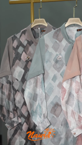 LUHANA - Naura Series Gamis Shimmer Print Mix Babydoll Armani Gamis Shimmer Babydoll Premium Terbaru