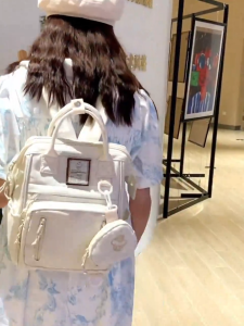 Onebear Retro Student Backpack Cute Shoulder Bags New Korean schoolgirl schoolbag nylon large capacity backpack Japanese aesthetic school bag