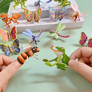 SK-M358 Mainan Edukasi Anak DIY Puzzle 3D Mini Motif Dino Animal Serangga Pesawat Bongkar Pasang