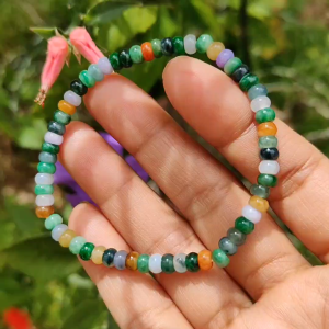 Super Rare Multi Colors Drum Beads Natural Type A Jadeite Bracelet for the collector please note that this is very rare and good for sample for your future purchased certificate weigh 8.25 grams 60 beads measure at 4.8 mm