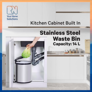Kitchen Cabinet Build in Stainless Steel Waste Bin 14L