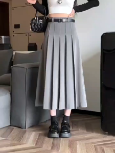 Rok Lipit Gaya Korea Rok Setelan Serbaguna Wanita Rok Payung Rok A-line Pinggang Tinggi
