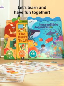 Mideer Vocabulary Learning Reusable Jelly Sticker Set - 2 Designs available(Busy animal town/Bustling Traffic/Incredible Aquarium)