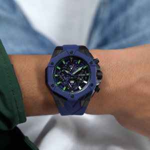 [Promo] Jam Tangan Pria Guess GW0579G3 Formula Multifunction Skeleton Blue Dial Blue Silicone Strap Original Garansi 2 Tahun [✔COD][100% Authentic] [COD]