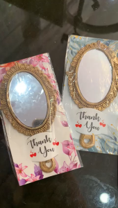 Souvenir 100Pcs Kaca Emas Perak Oval Kemas Alas Shaby