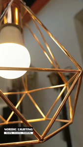 Set Of 3 Rose Gold/Black Modern Diamond Loft Pendant Light Nordic Lighting Designer Decorative Ceiling Light With Long Base Hanging Light (MJ04-3LB)