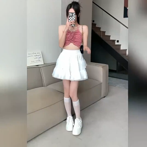 Korean style puffy skirt high waist slim a-line short skirt all-match cake skirt