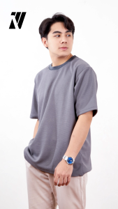 AURORA Oversized Mini Waffle Plain T-Shirt: Versatile Fashion Apparel