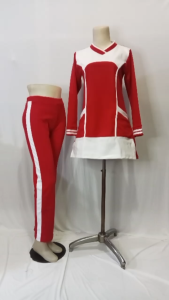 Setelan Baju Olahraga Merah Putih | Baju Senam Wanita | Baju Senam Merah Putih