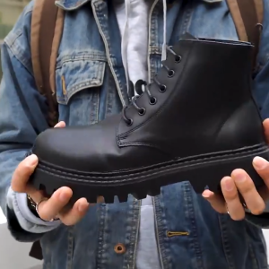 Martin Boots Men Spring Style Autumn Mens Shoes Korean Version Trendy Versatile Short High-Top Casual Leather