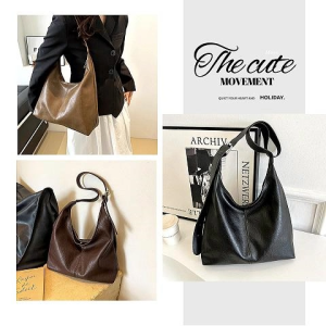 LHSunshine รุ่นแนะนำ กระเป๋าสะพายไหล่สะพายข้าง ขนาดใหญ่ เหมาะสำหรับจุของเยอะๆ น้ำหนักเบา สีพื้นเรียบง่ายไม่แต่งลวดลาย สาวๆคือต้องตำ