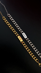 JASON Bracelet Gelang Tangan Custom Nama Pria Wanita Anti Karat Mewah Elegan Gold Rantai Silver