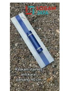 Raskam Stainless/ Alat Perata Acian Semen Anti Karat Ukuran 40 cm Bahan Plat Stainless 12 mm