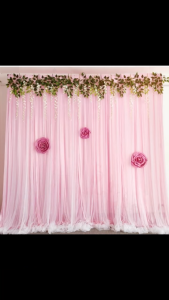 Rèm Trang Trí Sinh Nhật 2 Lớp Trắng (Voan nhúng + lưới) Rèm Voan Làm Phông Nền Sự Kiện DG-589