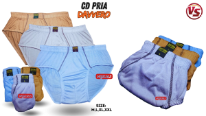 Murah 3Pcs Celana Dalam Davvero JUMBO Pria Dewasa/CD Laki Laki Size:MLXLXXL Katun Cowok Remaja